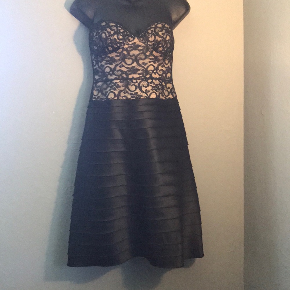 BCBGmaxazria size 2 Black and Tan lace-top dress